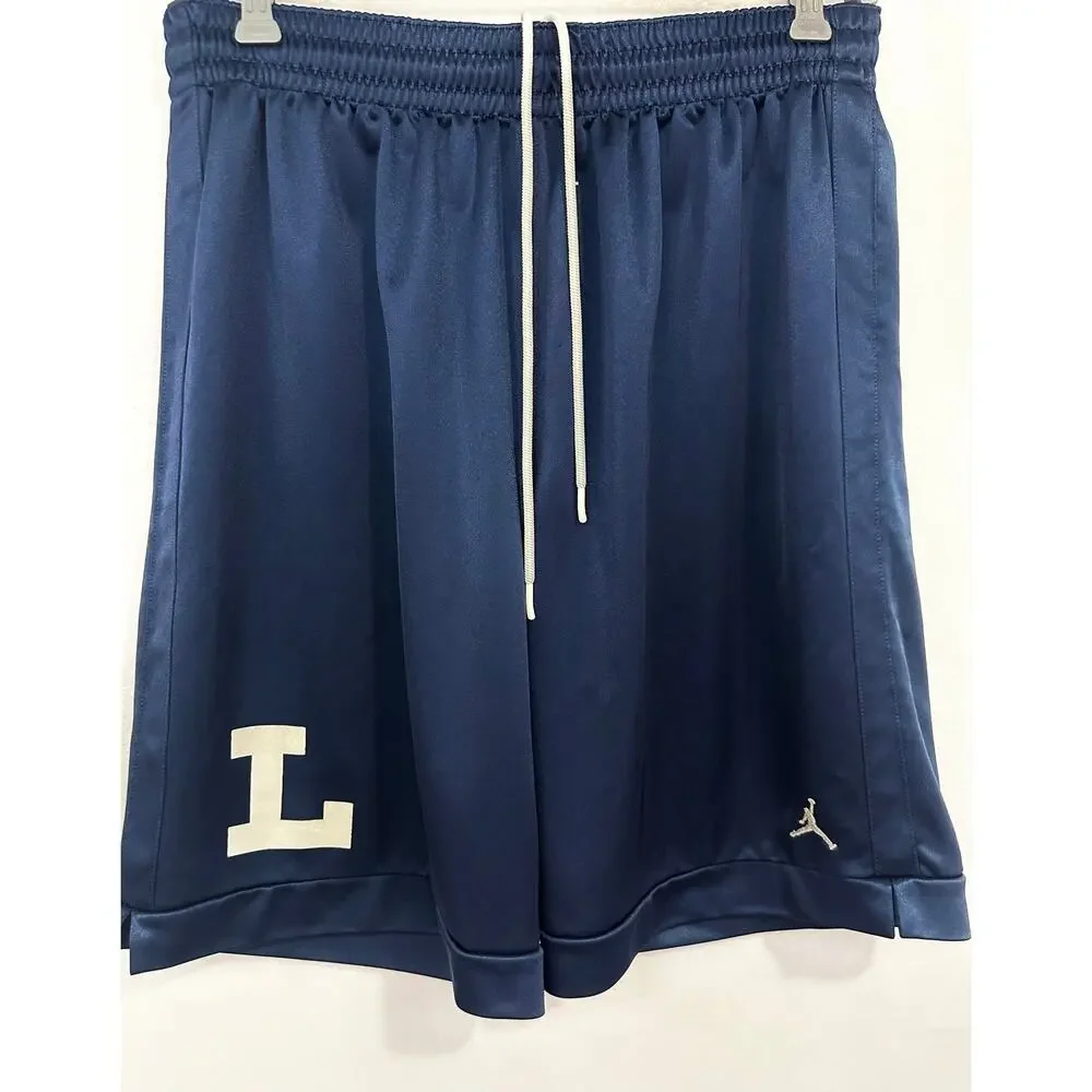 Vintage Jordan Navy Blue Basketball Shorts White L Logo Athletic Mesh Size Large
